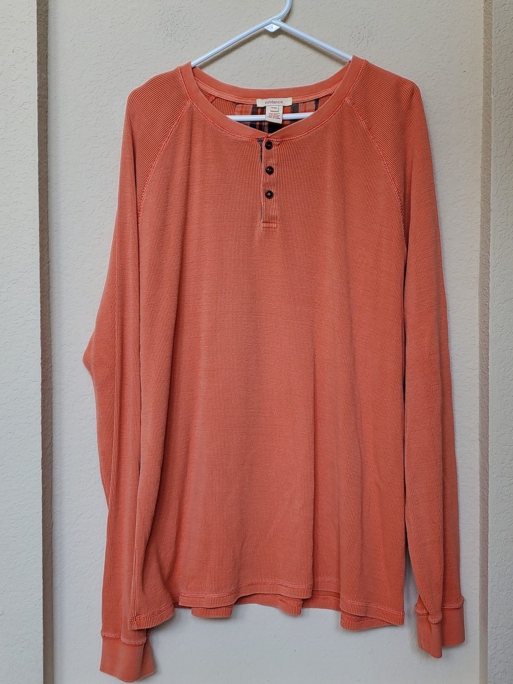 Sundance Coral Long Sleeve Henley Shirt.  Size XXL